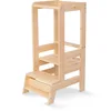 Image de MeowBaby Tour d'apprentissage Tour d'observation pour Enfants Montessori Learning Tower Bois Naturel Kitchen Helper pour Petit Bebe Bambin Made in EU Transparent