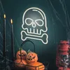 Image de Forever Light Light Neon Lampe néon pour décoration murale d'Halloween avec port USB, lumière d'ambiance, élément de décoration parfait, idéal pour l'intérieur (crâne avec os)