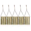 Image de PartyDeco Lot de 5 boîtes en métal avec Cordon de Suspension - 7 x 10 cm - Doré - Décoration de Mariage - Boîtes métalliques suspendues avec Ficelle