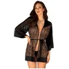 Image de Obsessive Peignoir féminin avec imprimé animal avec large ourlet en satin S/M