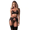 Image de Obsessive Ensemble Novenes Soutien-gorge porte-jarretelles et string Noir M/L