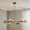 Image de EMIBIG LIGHTING Suspension Glassy, à 8 lampes, noir, graphite/ambre/clair