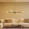 Image de EMIBIG LIGHTING Suspension Glassy, à 6 lampes, graphite/ambre/clair, verre, 110 cm