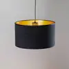 Image de EMIBIG LIGHTING Suspension Jari abat-jour en tissu à 1 lampe, noir-doré
