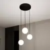 Image de EMIBIG LIGHTING Suspension Royal, à 3 lampes, blanc opale/noir, verre, E14