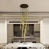 Image de EMIBIG LIGHTING Suspension Selter, dorée, 17 ampoules, métal