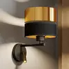 Image de TK Lighting Applique murale Hilton noir/doré avec lampe de lecture LED