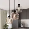 Image de TK Lighting Suspension Cubus, Ø 50 cm, à 3 lampes, transparent/brun miel, verre