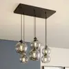 Image de TK Lighting Suspension Cubus, gris fumé, verre, 74 cm de long, à 6 lampes