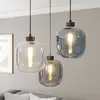 Image de TK Lighting Suspension Elio, verre, bleu/clair/gris, Ø 52 cm, à 3 lampes