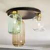 Image de TK Lighting Plafonnier Marco Green, à 3 lampes, transparent/vert/marron