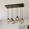 Image de TK Lighting Suspension Cubus, 95 cm de long, à 8 lampes, gris fumé, verre