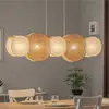 Image de TK Lighting Suspension Pulse, abat-jour en jute, brun naturel/blanc, 5 lampes
