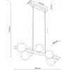 Image de TK Lighting Suspension Estera, verre opalin, bois, à 7 lampes