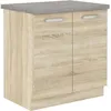 Image de Meuble bas 2 portes battantes avec plan de travail - Décor chêne sonoma - L 80 x P 516 x H 82 cm - LASSEN