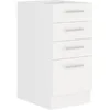 Image de ATLAS Meuble bas 4 tiroirs - Décor blanc - L40 x P52x H82 - Plan de travail non inclus