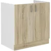 Image de SARA Meuble bas evier - Décor chêne sonoma - 2 portes Battantes - L80xP48xH82 cm
