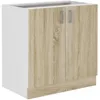 Image de SARA Meuble bas - 2 portes - Décor chêne sonoma - L80xP48xH82 cm - Plan de travail non inclus
