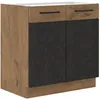 Image de Meuble bas ROCK - Mélaminé - Chêne Lancelot et gris matera - L 80 x H82 cm