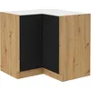 Image de MODENA - Meuble bas dangle - 2 portes - 89 x 89 x 82 cm - Chêne artisan / Noir mat - Plan de travail non inclus