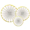 Image de 3 rosaces en papier blanches et dorées 40, 32 et 23 cm pour décoration - Blanc - Taille Unique