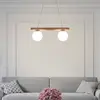 Image de HELam Suspension Woodstock, couleur sable, bois/métal, à 2 lampes