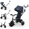 Image de Tricycle Kinderkraft ASTON 2 PLUS évolutif 6 en 1 siège pivotant 360° semi-allongé avec guidon parental canopy Bleu marine