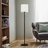 Image de Argon Lampadaire textile Harris, pied noir, abat-jour blanc