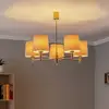 Image de Argon Lustre Polo, à 5 lampes, beige/laiton foncé