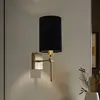 Image de Argon Applique murale Azzi abat-jour en tissu à 1 lampe noir