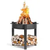 Image de Cookking - Braséro de jardin surélevé en acier MONTANA HIGH de 60 à 80cm de diamètre avec bûcher - Ø 60 cm