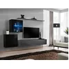 Image de AC-Déco Ensemble Mural - Switch XV - 2 Vitrines - 1 Banc TV - 2 étagères - Noir Et Graphite - Modèle 2