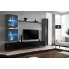 Image de ASM Ensemble Mural - Switch XVIII - 2 Vitrines LED - 1 Vitrine Verticale - 2 Bancs TV - 1 étagère - Noir Et Graphite - Modèle 1