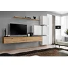 Image de ASM Ensemble Mural - Switch IX - 4 Vitrines Carrées - 2 Bancs TV - 1 étagère - Bois Et Blanc - Modèle 1