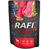 Image de Rafi Nourriture humide pour chien dans un sachet de 300 g de viande de boeuf | Nourriture humide pour adultes | Protéines complètes à haute digestibilité | Nourriture pour un pelage brillant | Sans