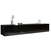 Image de Mirjan24 Vigo Meuble TV Lowboard avec Ouverture sans poignée, Panneau stratifié + MDF, Noir Brillant, Länge: 180 cm