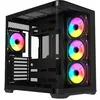 Image de KRUX Tano Boîtier PC ATX/E-ATX - Verre trempé panoramique - 4 ventilateurs ARGB PWM de 120 mm - USB-C, hub ARGB/PWM - GPU jusqu'à 420 mm - Noir