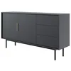 Image de Selsey Commode À 3 Tiroirs 2 Portes Meuble De Rangement sur Pieds Push to Open Soft Close 154 cm Noir Viviaro