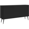 Image de Selsey Commode avec 3 Portes Meuble De Rangement sur Pieds Noirs 163 cm Texturée Push to Open Noir Ovarlo
