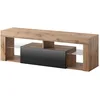 Image de Selsey Meuble TV Armoire De Télévision Debout 140 cm Salle De Séjour Chambre À Coucher Chêne Lancelot/Noir Brillant Bianko