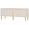 Image de Selsey Oktio TV lowboard, 50x120.6x40.8 cm, sand beige matt finish, stable golden metal feet 15 cm, laminated chipboard, 2 doors, elegant design TV cabinet TV cabinet