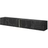 Image de Selsey Meuble TV Armoire De Télévision 200 cm Suspendu Salle De Séjour Chambre À Coucher Marbre Noir avec Insert Doré Bisira