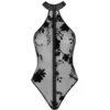 Image de Body zippé Ego F314 Tulle Floqué - S - Noir, Noir, S