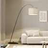 Image de Euluna Lampadaire arqué Alice avec abat-jour en tissu café