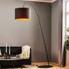Image de Euluna Lampadaire arqué Alice avec abat-jour noir et doré