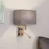 Image de Euluna Applique murale Hotel avec bras flexible et abat-jour en tissu, gris