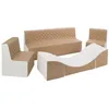 Image de Velinda Meubles, Chambre d'enfants, Éco-Cuir matelassé: 2xfauteuil+canapé+Pouf dépliant (Couleur: Blanc, Cappuccino)