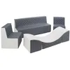 Image de Velinda Meubles, Chambre d'enfants, Éco-Cuir matelassé: 2xfauteuil+canapé+Pouf dépliant (Couleur: Blanc,Gris)
