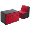 Image de Velinda Meubles, Chambre d'enfants, Éco-Cuir matelassé: Fauteuil+Pouf dépliant, Repos (Couleur: Noir-Rouge)