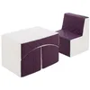 Image de Velinda Meubles, Chambre d'enfants, Éco-Cuir matelassé: Fauteuil+Pouf dépliant, Repos (Couleur: Blanc, Violet)